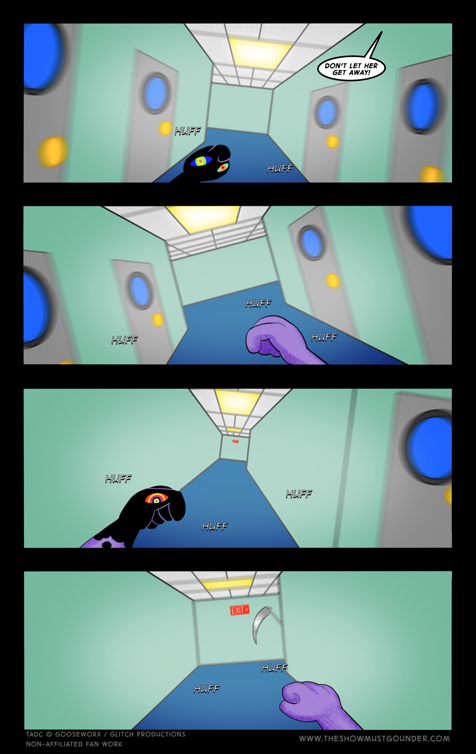 Jax running down a corridor